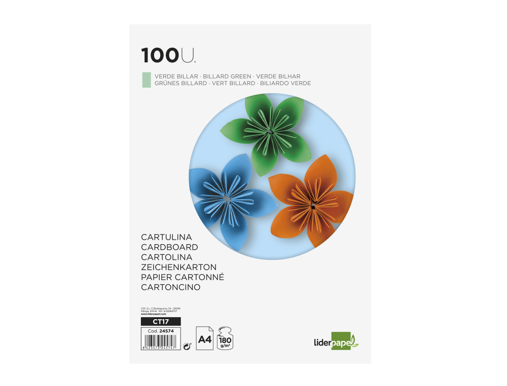 Cartolina liderpapel 180 gr 100 folhas din a4 verde ( Imagem 2 de 20 ) - Preview