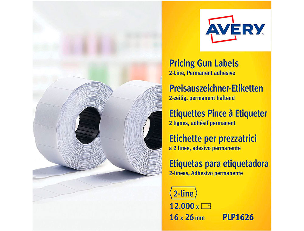 Etiqueta adesiva avery ondulada permanente 26x16 mm branca para etiquetadora pl2/18 caixa de 10 rolos de 1200 unidades ( Imagem 5 de 5 ) - Preview