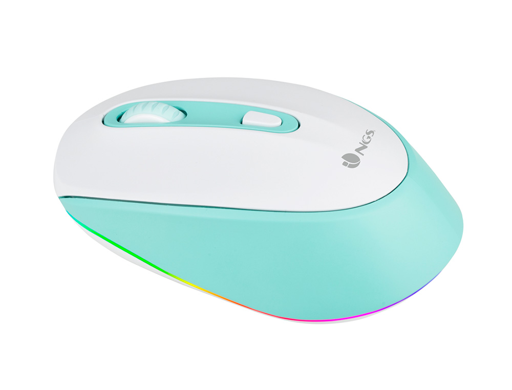 Rato ngs smog otico 1000/1600/2400 dpi sem fios 3 botoes recetor usb 2,4 ghz luzes led cor branco/verde menta ( Imagem 2 de 9 ) - Preview
