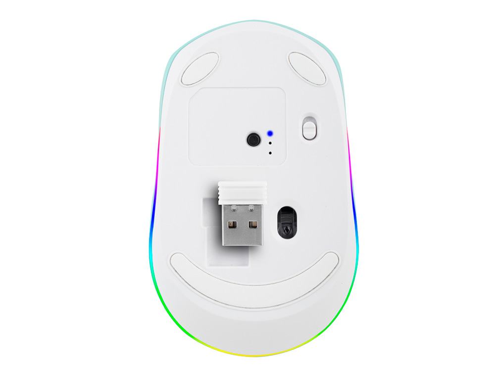 Rato ngs smog otico 1000/1600/2400 dpi sem fios 3 botoes recetor usb 2,4 ghz luzes led cor branco/verde menta ( Imagem 4 de 9 ) - Preview