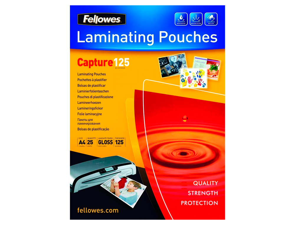 Bolsa de plastificar fellowes brilho din a4 125 microns pack de 25 unidades ( Imagem 2 de 11 ) - Preview