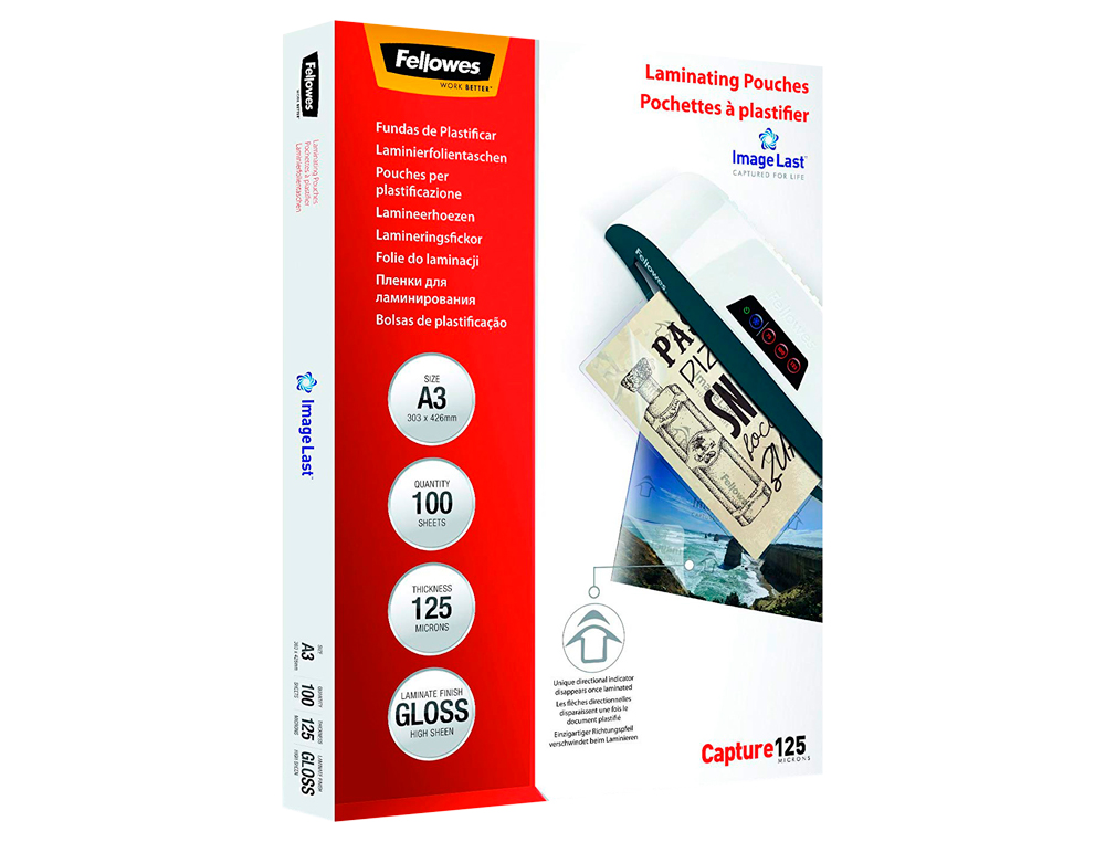 Bolsa de plastificar fellowes brilho din a3 125 microns pack de 100 unidades ( Imagem 2 de 4 ) - Preview