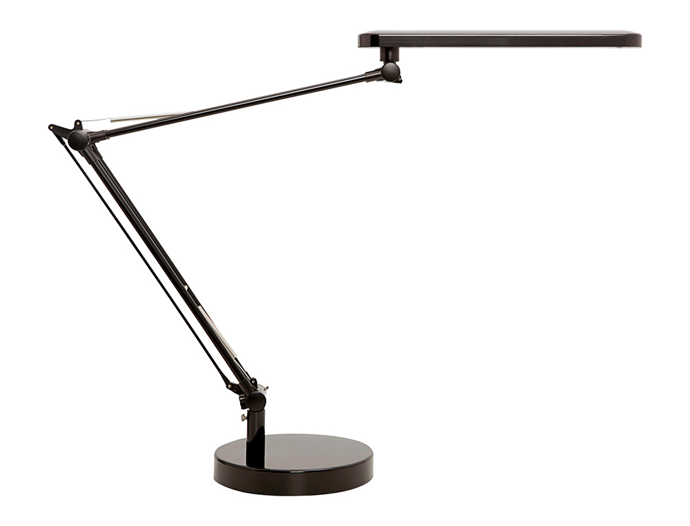 Candeeiro de escritorio uniluxled 5,6w duplo braco articulado abs e aluminio preto base 19 cm diametro ( Imagem 2 de 11 ) - Preview