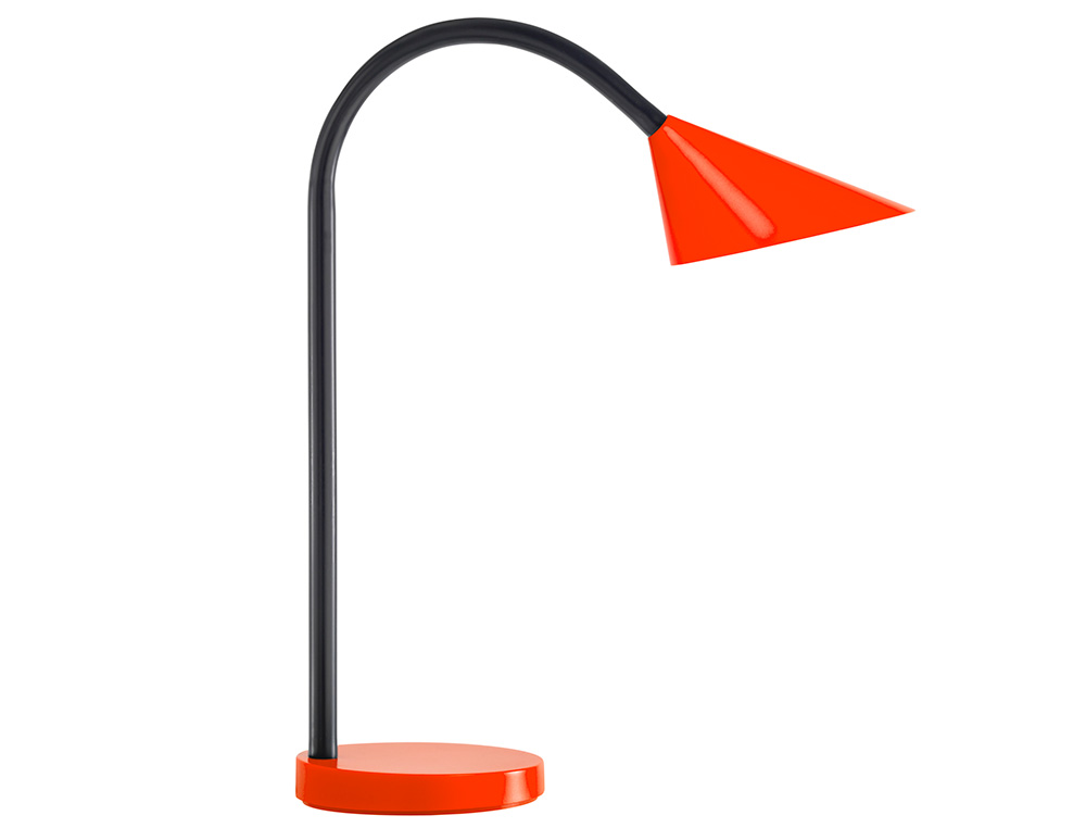 Candeeiro de escritorio uniluxsol led4w braco flexivel abs e metal vermelho base 14 cm diametro ( Imagem 2 de 8 ) - Preview