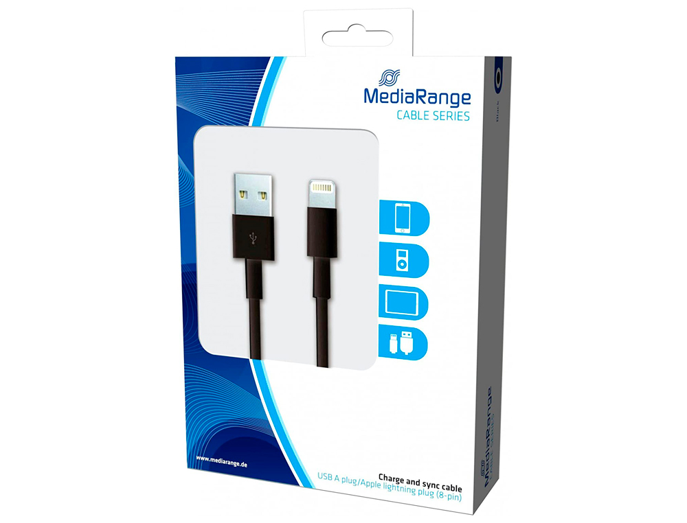 Cabo usb 2.0 a apple lightning mediarange usb 2.0 comprimento do cabo 1 mt preto ( Imagem 2 de 3 ) - Preview