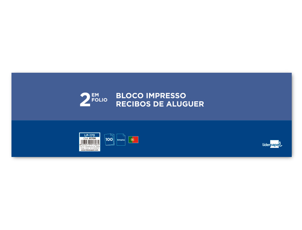 Livro de recibos de aluguer 295 x 105 mm com canhoto (5 unidades) ( Imagem 2 de 3 ) - Preview
