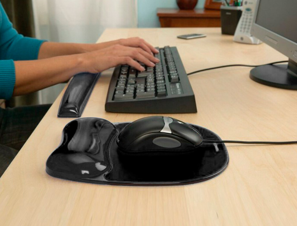 Tapete para rato fellowes preto com apoio de pulsos de gel ( Imagem 4 de 6 ) - Preview