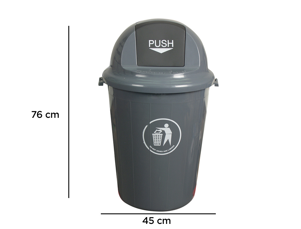 Contentor de lixo q-connect plastico cinza com tampa redeonda giratoria capacidade para 80 litros ( Imagem 2 de 6 ) - Preview