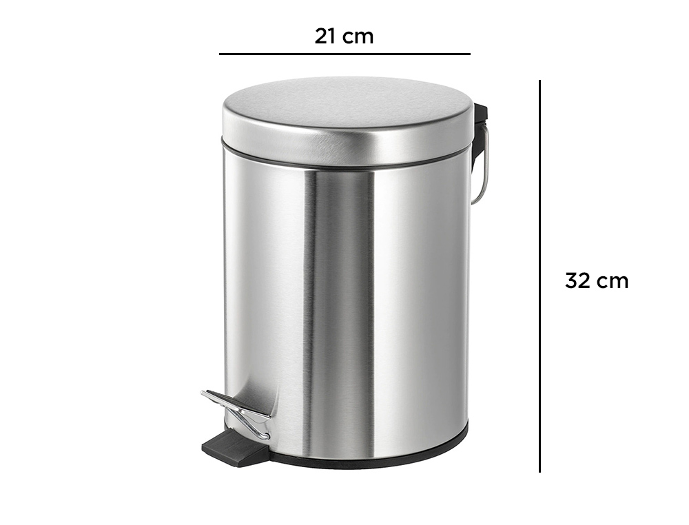 Cesto de papeis q-connect com pedal cromado 21 x 32 cm capacidade 6 litros ( Imagem 2 de 9 ) - Preview