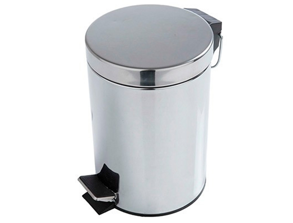 Cesto de papeis q-connect com pedal cromado 21 x 32 cm capacidade 6 litros ( Imagem 3 de 9 ) - Preview