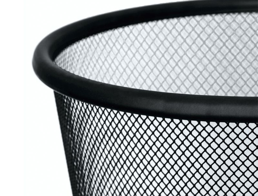 Cesto de papeis q-connect de rede metalico preto capacidade 13 litros 28x26,5 cm ( Imagem 3 de 7 ) - Preview