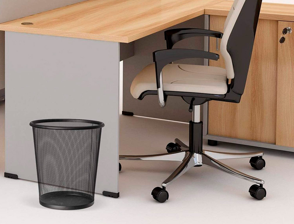 Cesto de papeis q-connect de rede metalico preto capacidade 13 litros 28x26,5 cm ( Imagem 5 de 7 ) - Preview