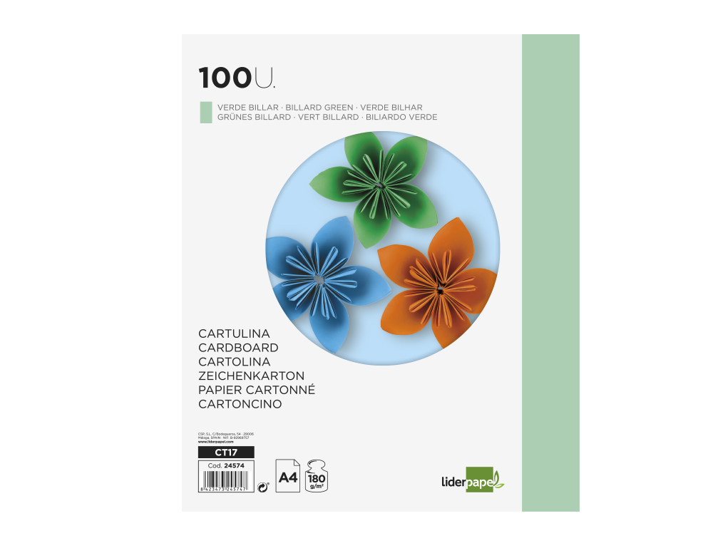 Cartolina liderpapel 180 gr 100 folhas din a4 verde ( Imagem 4 de 20 ) - Preview