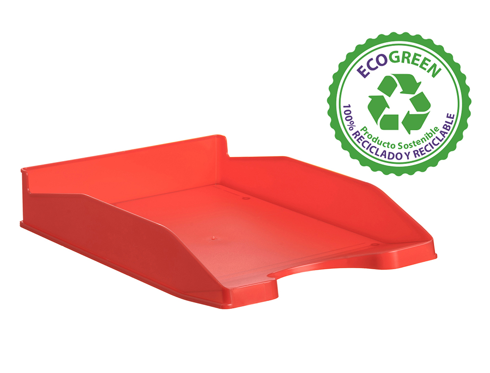 Bandeja de secretaria archivo 2000 ecogreen plastico 100% reciclada empilhavel formatos din a4 e folio cor vermelho ( Imagem 2 de 3 ) - Preview