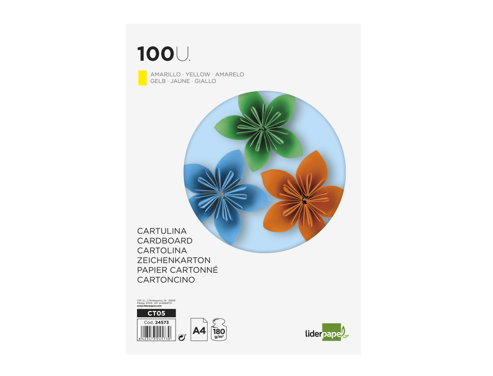 Cartolina liderpapel 180 gr 100 folhas din a4 amarela ( Imagem 3 de 20 ) - Preview