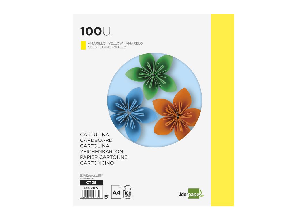 Cartolina liderpapel 180 gr 100 folhas din a4 amarela ( Imagem 4 de 20 ) - Preview