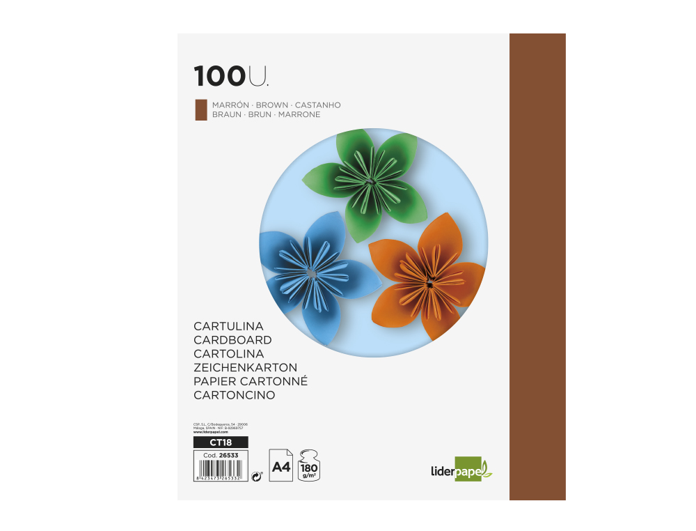 Cartolina liderpapel 180 gr 100 folhas din a4 castanho ( Imagem 4 de 20 ) - Preview