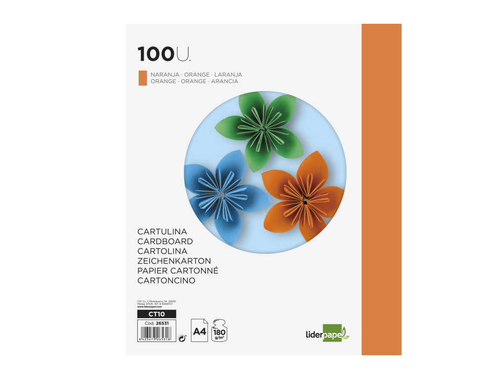 Cartolina liderpapel 180 gr 100 folhas din a4 laranja forte ( Imagem 4 de 20 ) - Preview