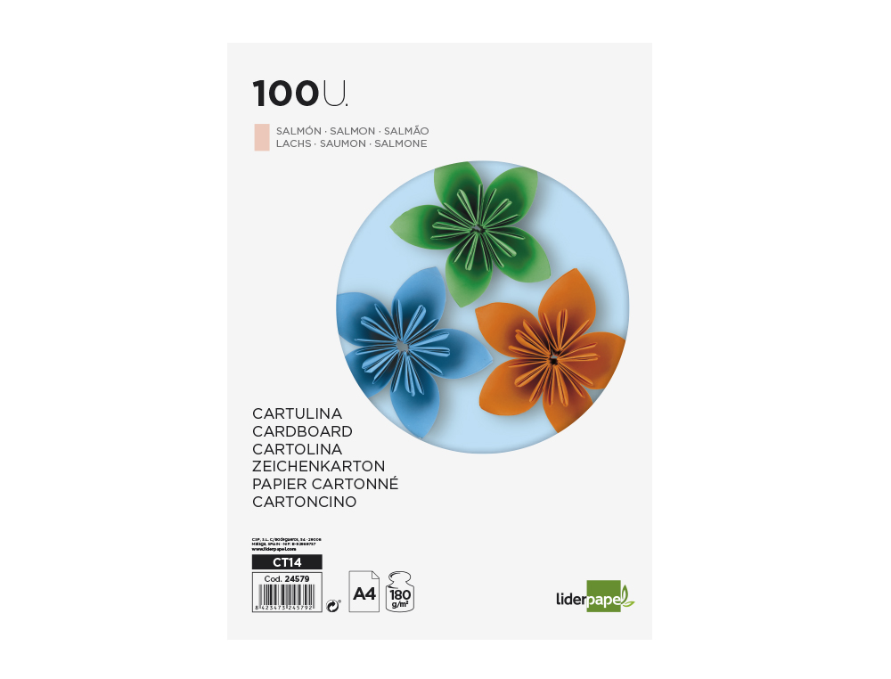 Cartolina liderpapel 180 gr 100 folhas din a4 salmao ( Imagem 2 de 20 ) - Preview