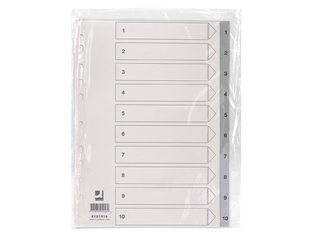 Separador numerico q-connect plastico 1-10 conjunto de 10 separadores din a4 multiperfurados ( Imagem 2 de 12 ) - Preview