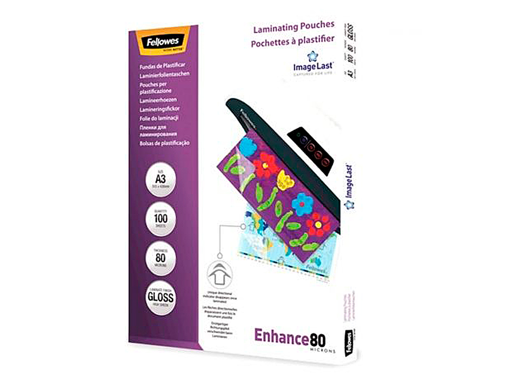 Bolsa de plastificar fellowes brilho din a3 80 microns pack 100 unidades ( Imagem 2 de 8 ) - Preview