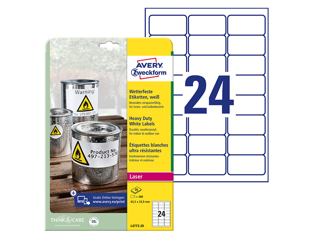 Etiqueta adesiva avery poliester branco 63,5x33,9 mm para impressora laser pack de 480 unidades ( Imagem 3 de 7 ) - Preview