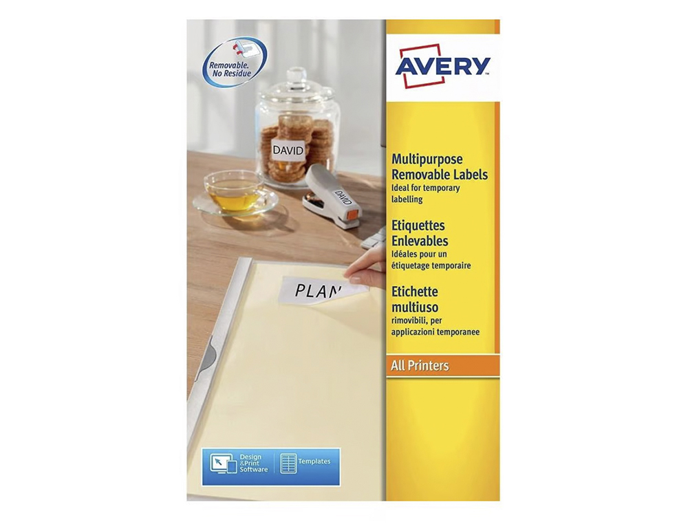 Etiquetas adesivas din a4 removiveis, pack de 25, 25,4 x 10 mm ( Imagem 2 de 6 ) - Preview