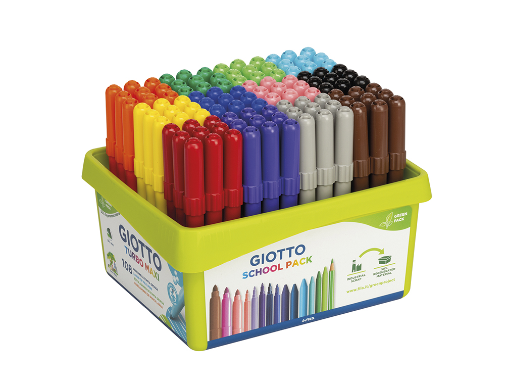 Marcador giotto turbo maxi school pack de 108 unidades 12 cores x 9 unidades ( Imagem 2 de 6 ) - Preview
