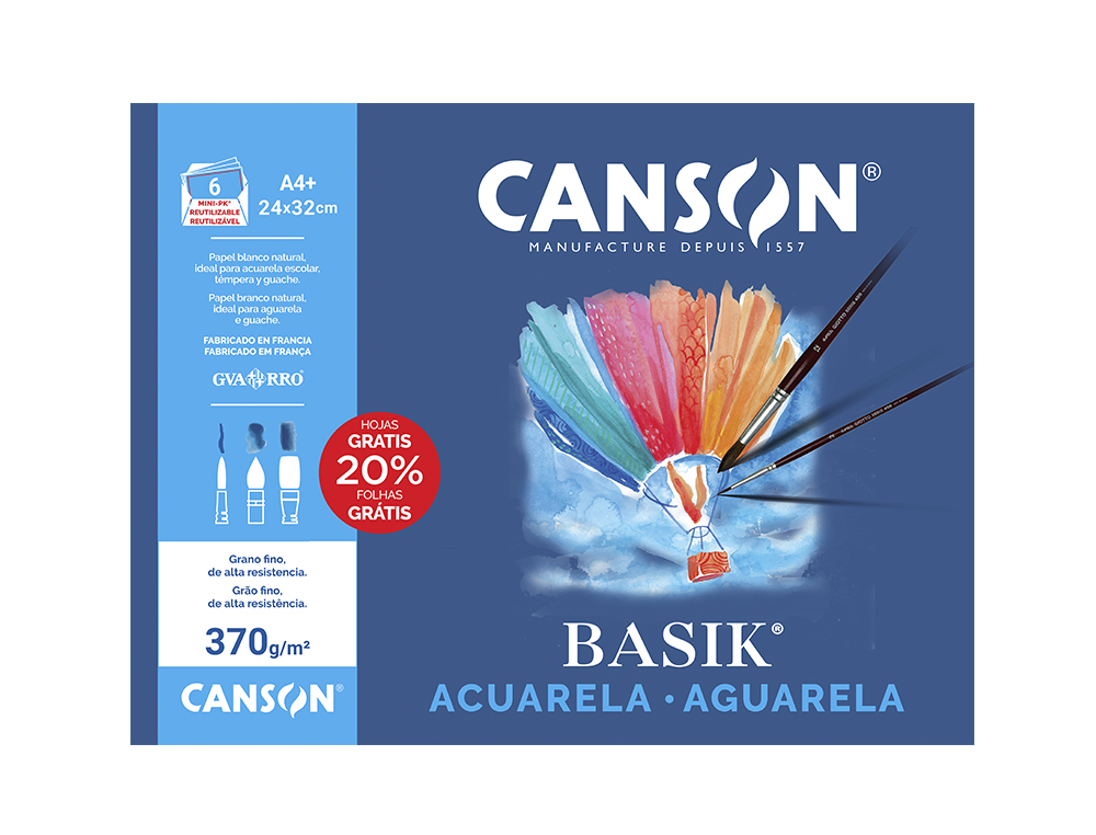 CANSON - PACK 6 FLS PAPEL AGUARELA A4 ( Imagem 2 de 6 ) - Preview