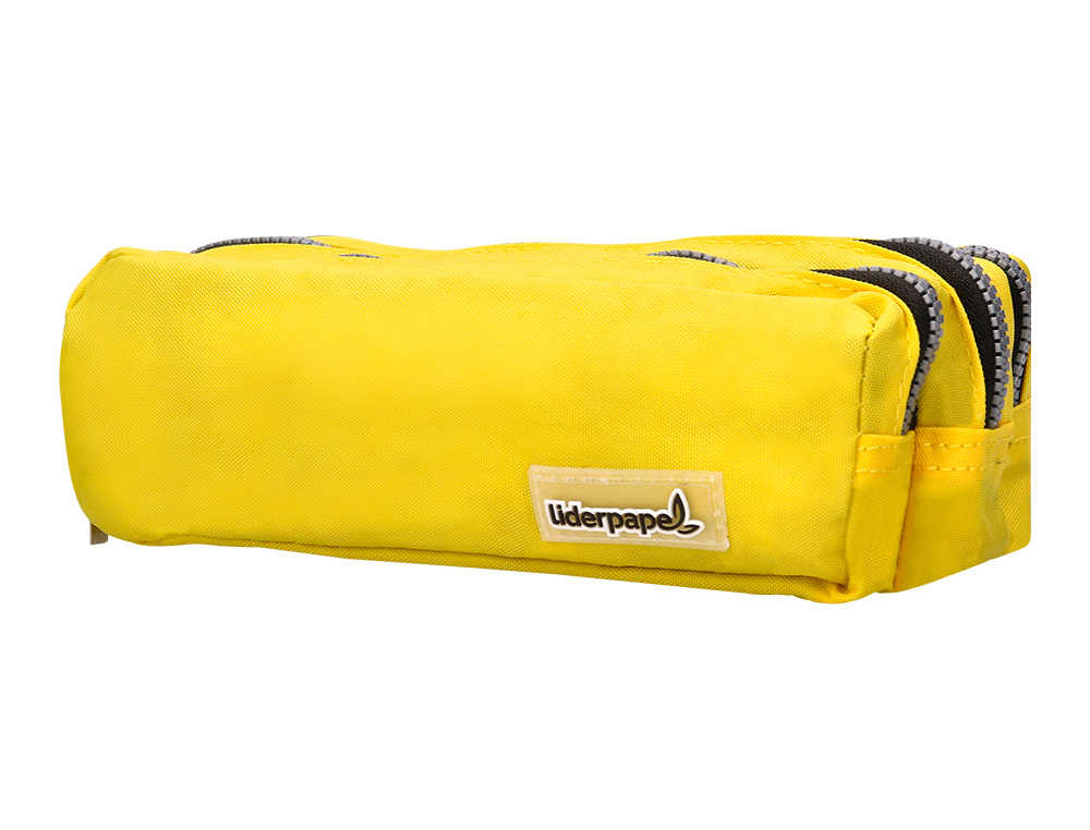 Estojo Escolar Liderpapel - Retangular 3 bolsos - Amarelo Pastel -185x55x70 mm ( Imagem 5 de 8 ) - Preview