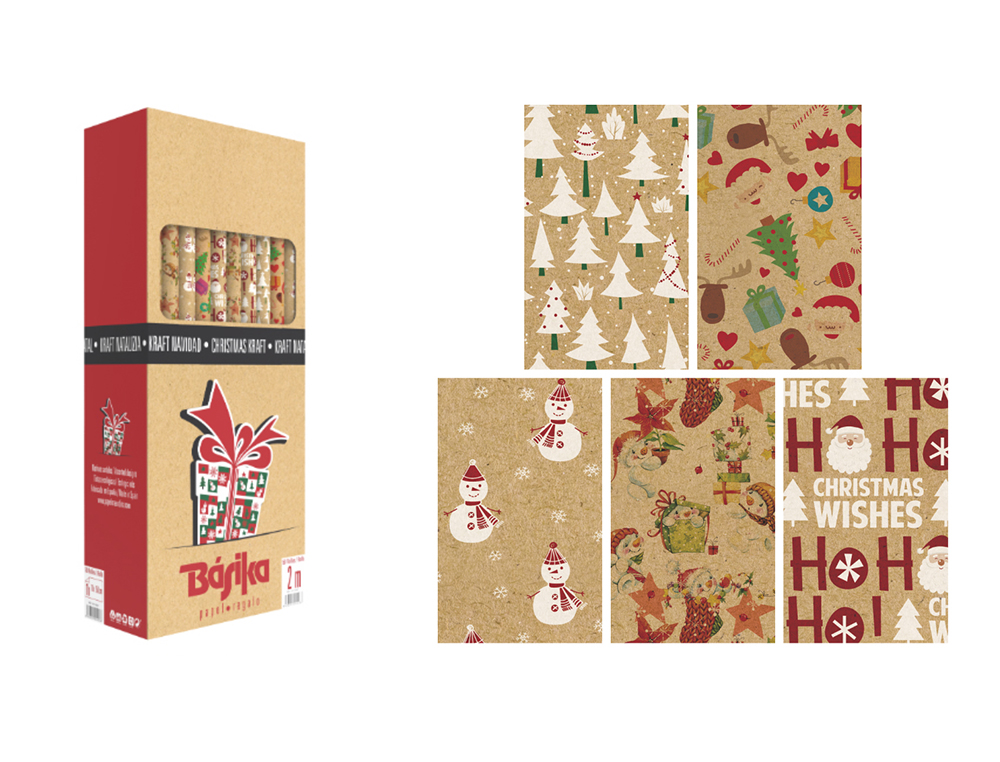 Papel fantasia basika kraft natal rolo de 70 x 200 cm modelos sortidos (50 unidades) ( Imagem 2 de 4 ) - Preview
