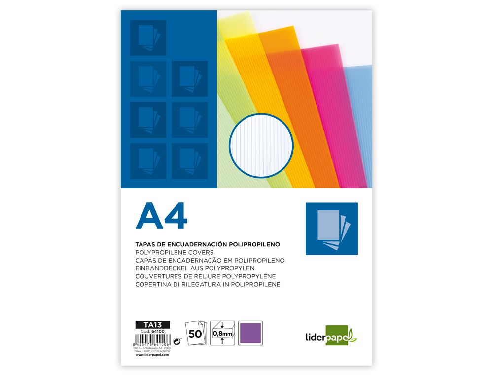 Capa de encadernacao liderpapel polipropileno ondulado din a4 0.8 mm pack de 50 unidades ( Imagem 2 de 3 ) - Preview
