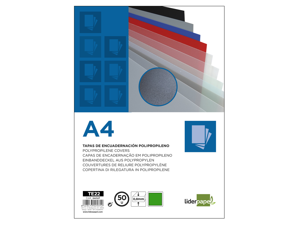 Capa de encadernacao liderpapel polipropileno din a4 0.8 mm verde pack de 50 unidades ( Imagem 4 de 10 ) - Preview