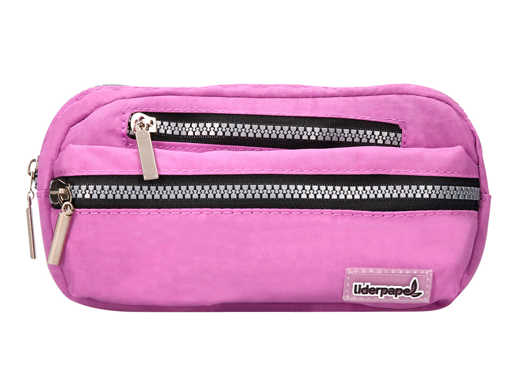 Estojo Escolar Liderpapel Oval C/ 3 Bolsos, Violeta Pastel 195x40x100 mm ( Imagem 2 de 7 ) - Preview