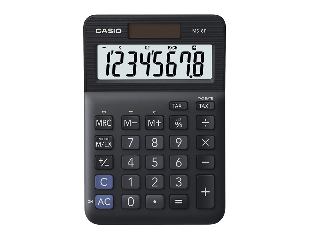 Calculadora casio ms-8f de secretaria 8 digitos tax +/- cor preto ( Imagem 2 de 5 ) - Preview