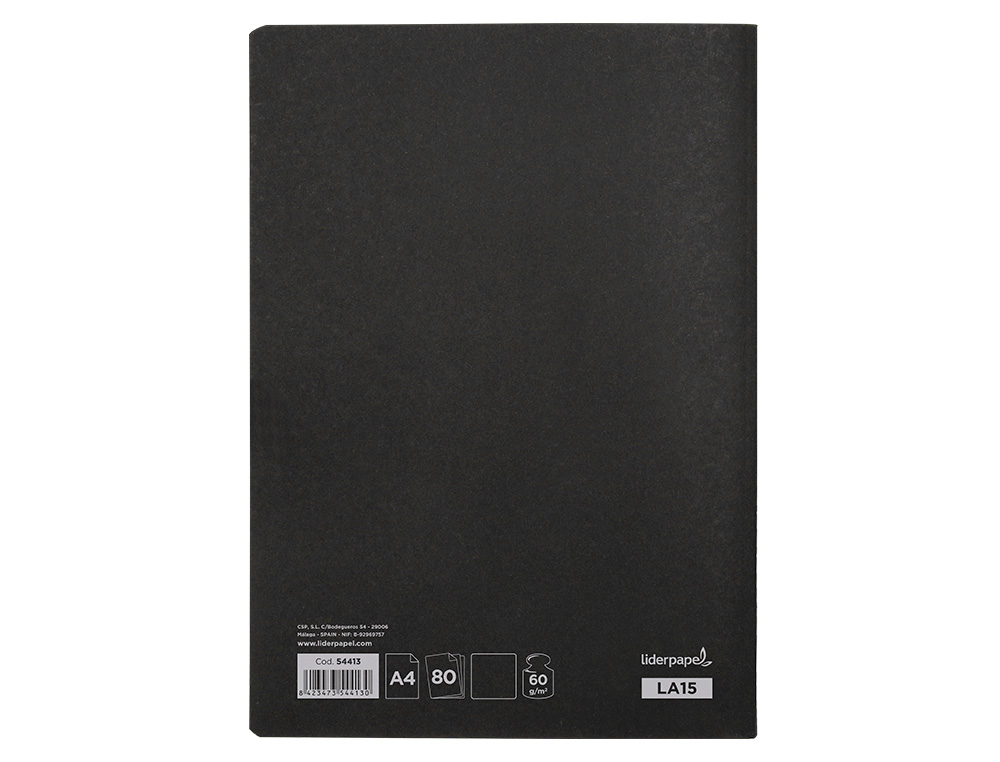 Stapled notebook, Liderpapel brand, black cover, A4 size, 80 sheets, plain paper, 60gsm. ( Imagem 3 de 18 ) - Preview