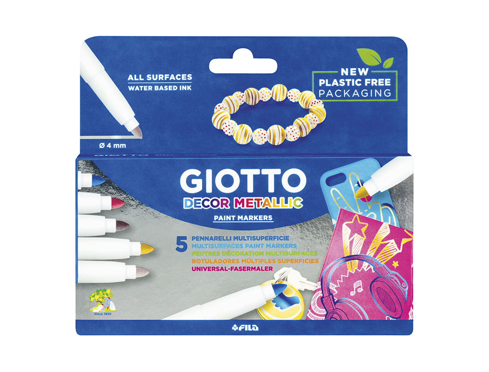 Giotto Decor Metal Marker Set, Box of 5 Markers ( Imagem 2 de 4 ) - Preview