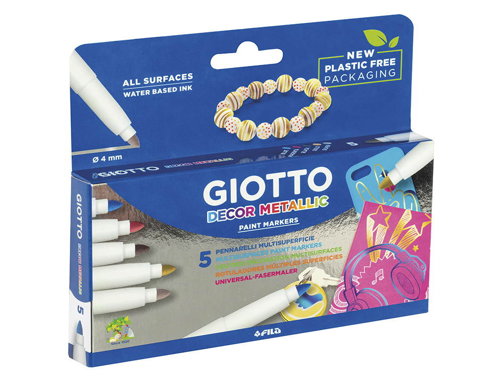 Giotto Decor Metal Marker Set, Box of 5 Markers ( Imagem 3 de 4 ) - Preview