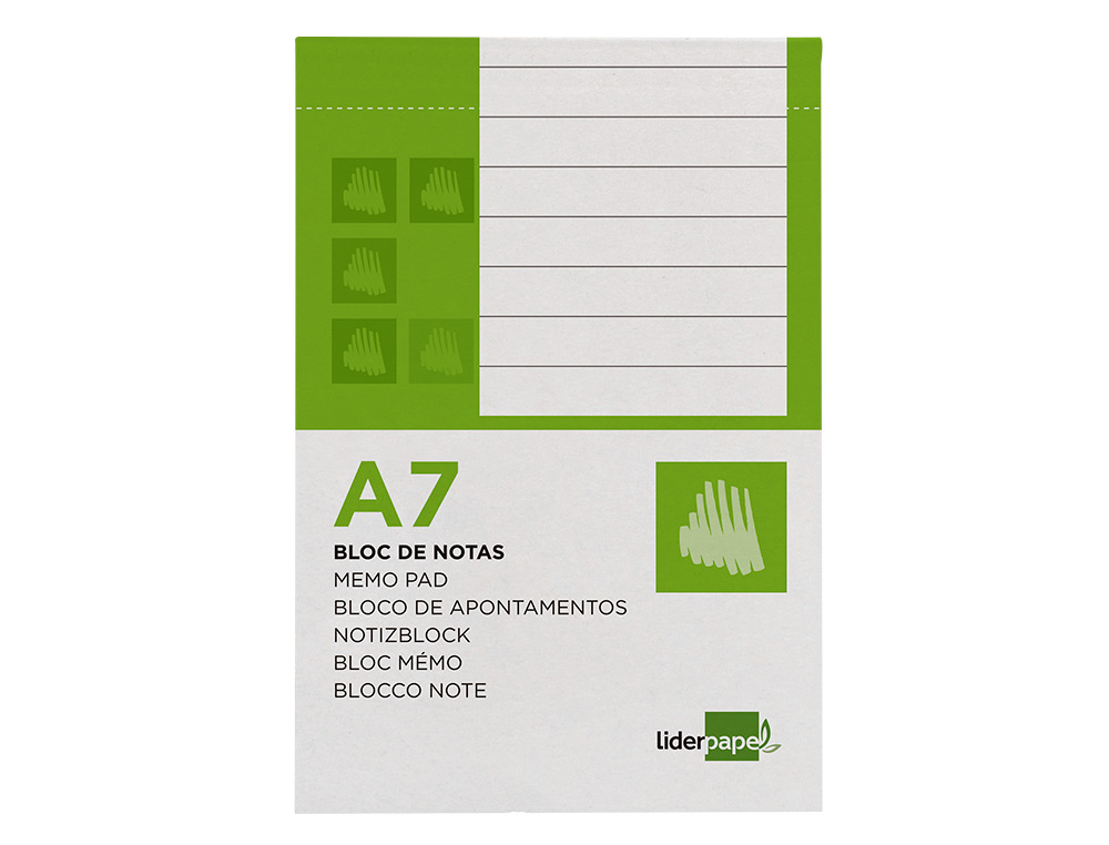 Bloco de Apontamentos Pautado A7 Liderpapel. 80 folhas ( Imagem 2 de 16 ) - Preview