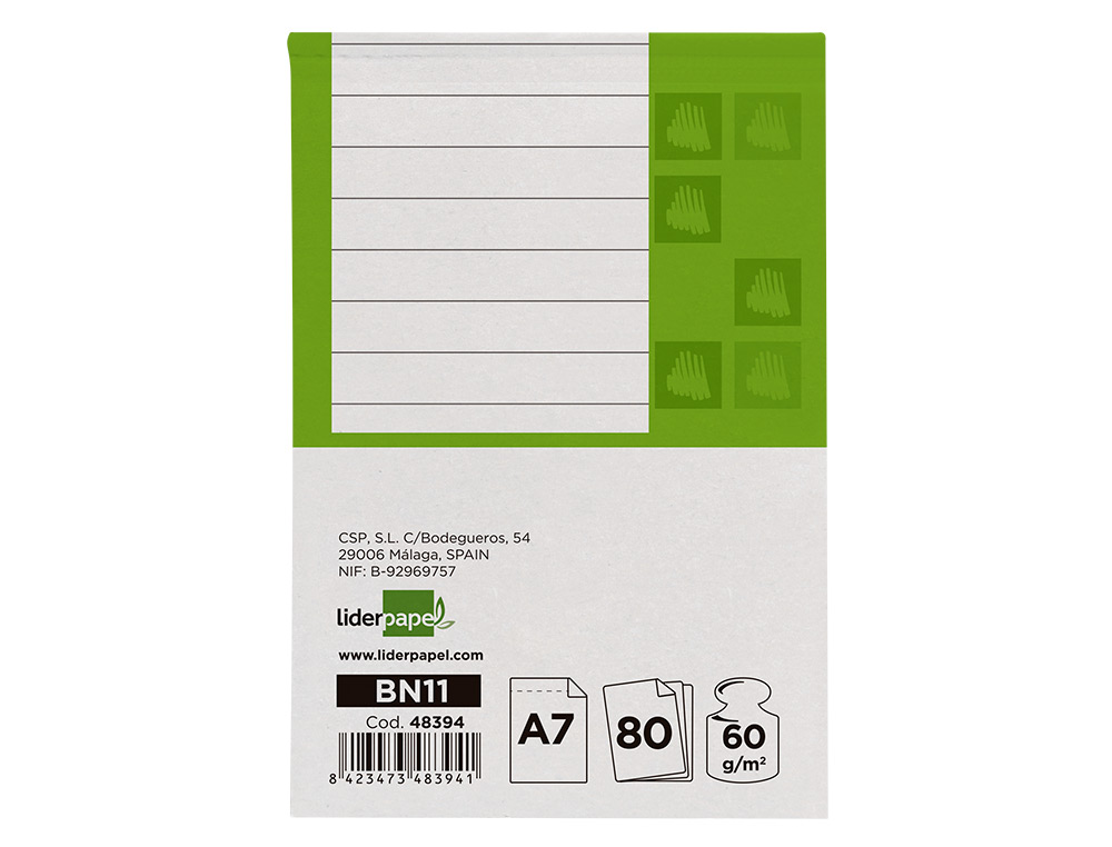 Bloco de Apontamentos Pautado A7 Liderpapel. 80 folhas ( Imagem 5 de 16 ) - Preview