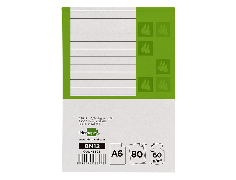 Bloco de apontamentos pautado Liderpapel. Din. A6, 80 folhas ( Imagem 5 de 16 ) - Preview