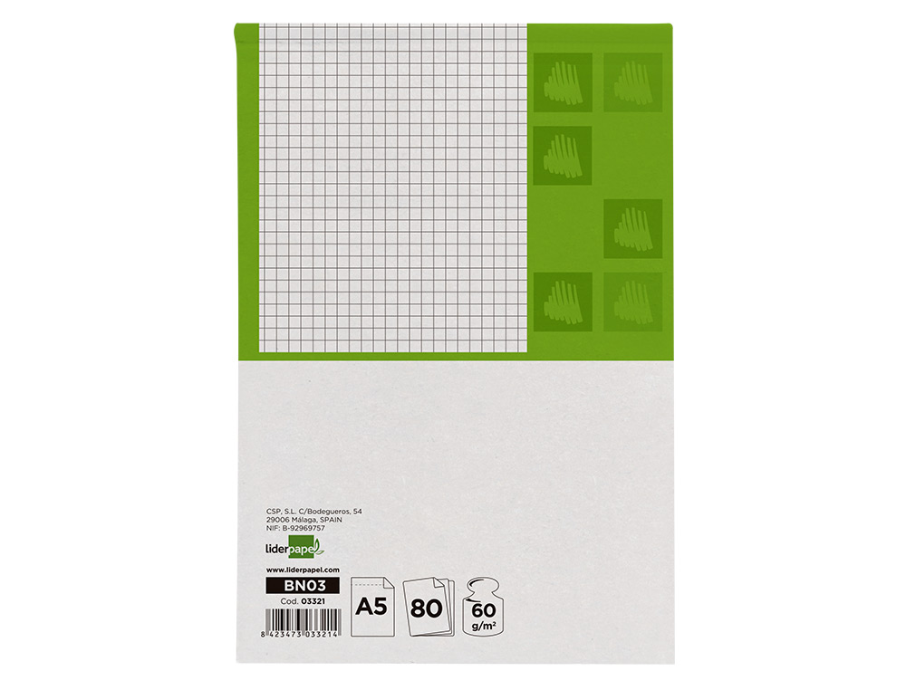 Bloco de Apontamentos Liderpapel Din A5 80 F Quadriculado ( Imagem 2 de 16 ) - Preview