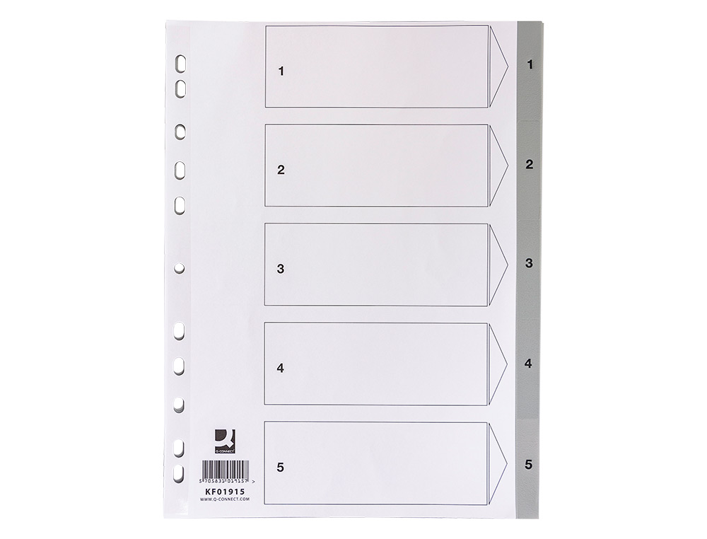 Separador numerico q-connect plastico 1-5 conjunto de 5 separadores din a4 multiperfurados ( Imagem 3 de 10 ) - Preview