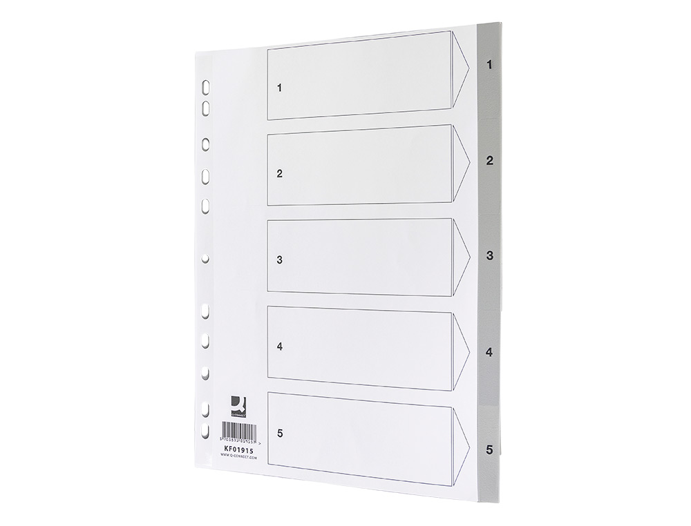 Separador numerico q-connect plastico 1-5 conjunto de 5 separadores din a4 multiperfurados ( Imagem 4 de 10 ) - Preview