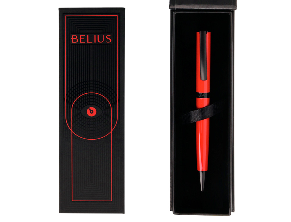 Esferografica belius curve aluminio textura ponteada vermelho preto tinta azul caixa de oferta ( Imagem 4 de 24 ) - Preview