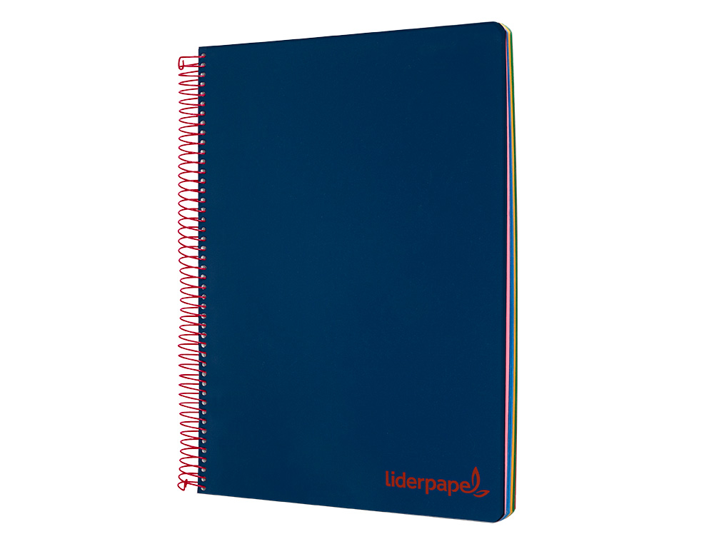 Caderno espiral liderpapel din a4 wonder capa plastico 120 f 90 gr quadricula 5 mm 5 bandas de cores 4 furos azul marinh ( Imagem 4 de 16 ) - Preview