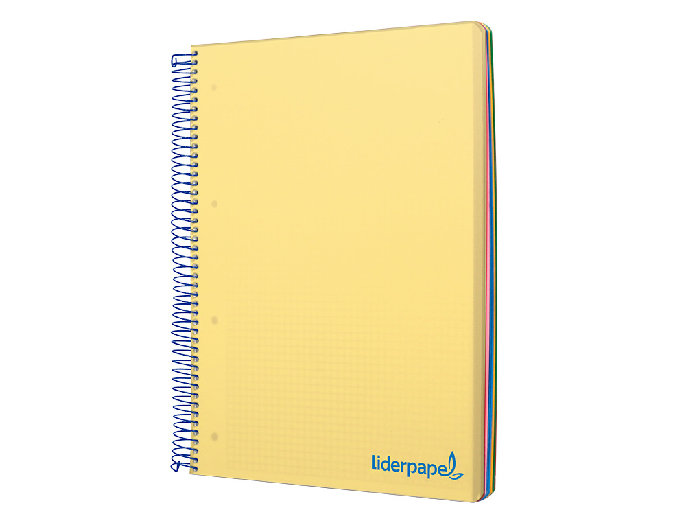 Caderno espiral liderpapel din a4 wonder capa plastico 120 f 90 gr quadricula 5 mm 5 bandas de cores 4 furos amarelo ( Imagem 4 de 16 ) - Preview