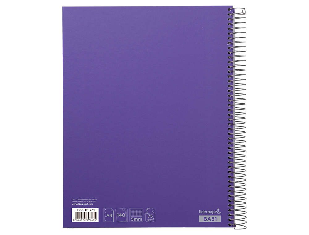 Caderno espiral liderpapel din a4 jolly capa forrada 140 f 75 gr quadricula 5mm 5 bandas de cores 4 furos cor lilas ( Imagem 4 de 15 ) - Preview