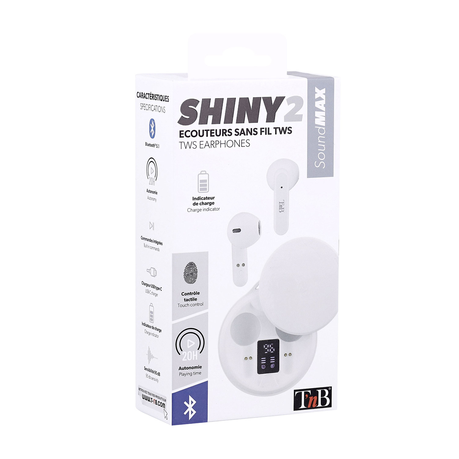 Auriculares Bluetooth Tnb Shiny 2 5.1 C/Caixa De Carregamento Branco Ebshinywh2 ( Imagem 3 de 3 ) - Preview