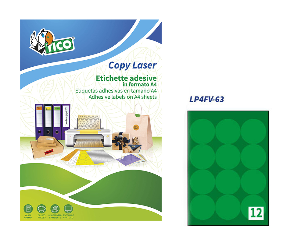 Etiqueta adesiva tico verde fluor permanente certificado fsc laser/jato tinta/fotocopia 63,5 mm caixa 840 uds ( Imagem 4 de 10 ) - Preview